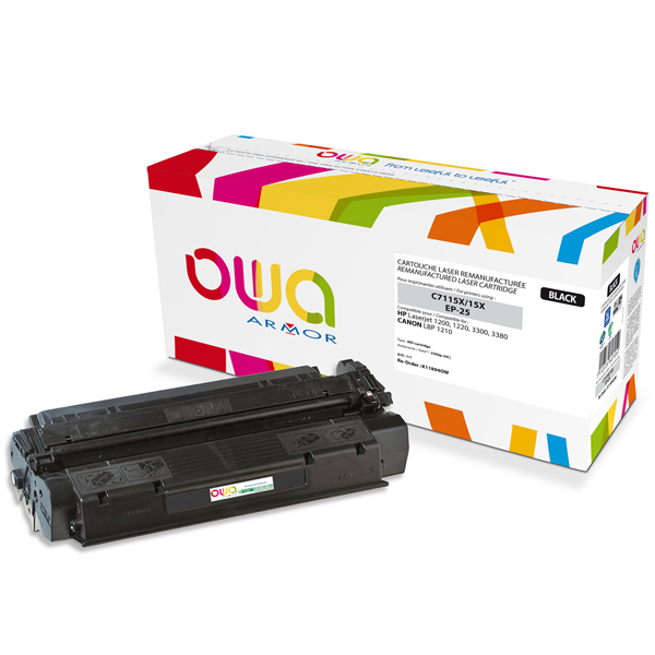 Cartouche Laser OWA remanufacturée pour HP C7115X - Noir - 3500p HC