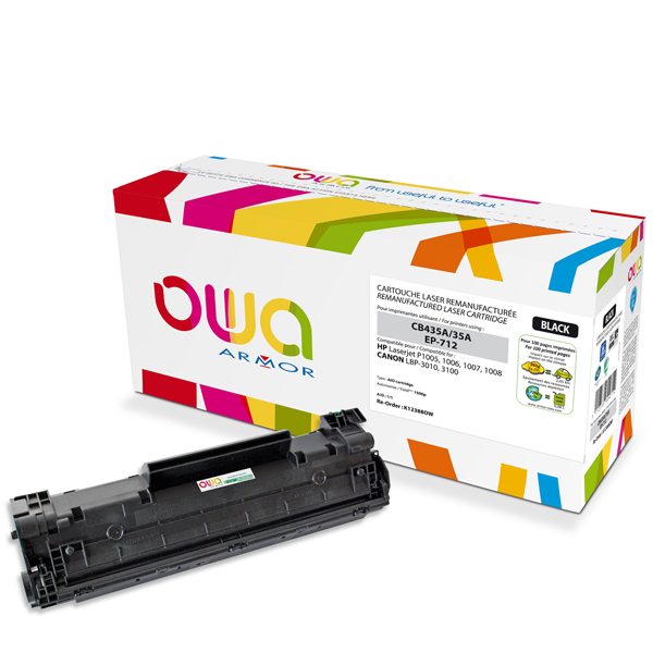 Cartouche Laser OWA remanufacturée pour HP CB435A - Noir - 1500p