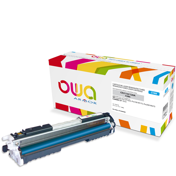 Cartouche Laser OWA remanufacturée pour HP CE311A - Cyan - 1000p