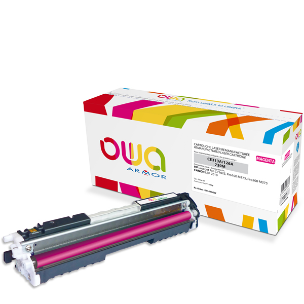 Cartouche Laser OWA remanufacturée pour HP CE313A - Magenta - 1000p