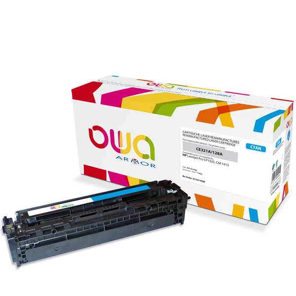 Cartouche Laser OWA remanufacturée pour HP CE321A - Cyan - 1300p