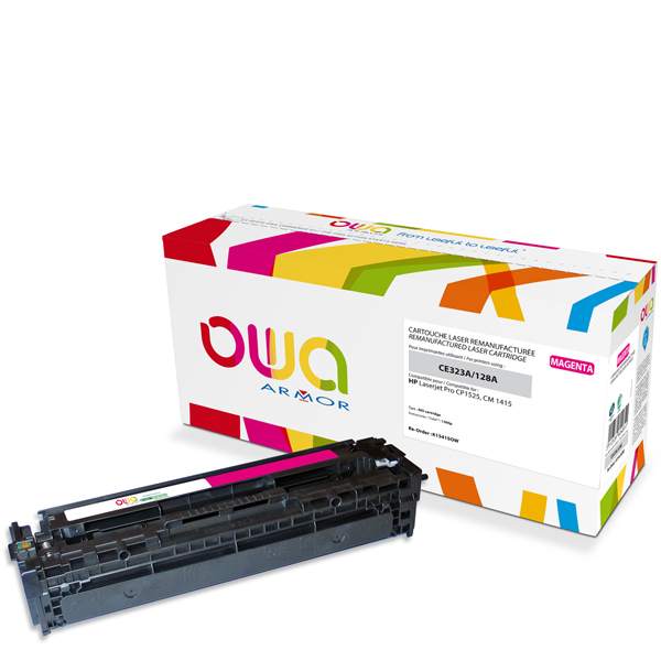 Cartouche Laser OWA remanufacturée pour HP CE323A - Magenta - 1300p