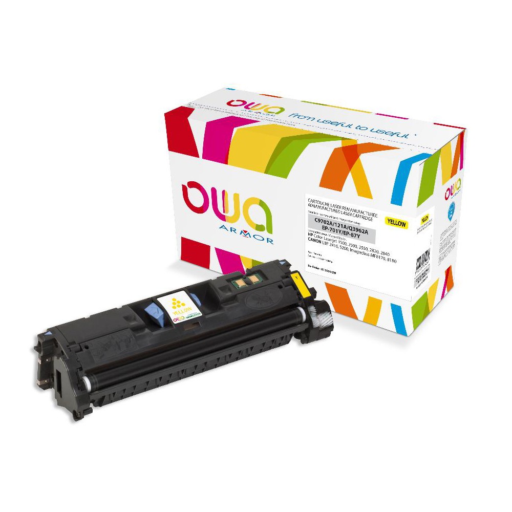 Cartouche Laser OWA remanufacturée compatible HP C9702A et HP Q3962A - Jaune - 4000p