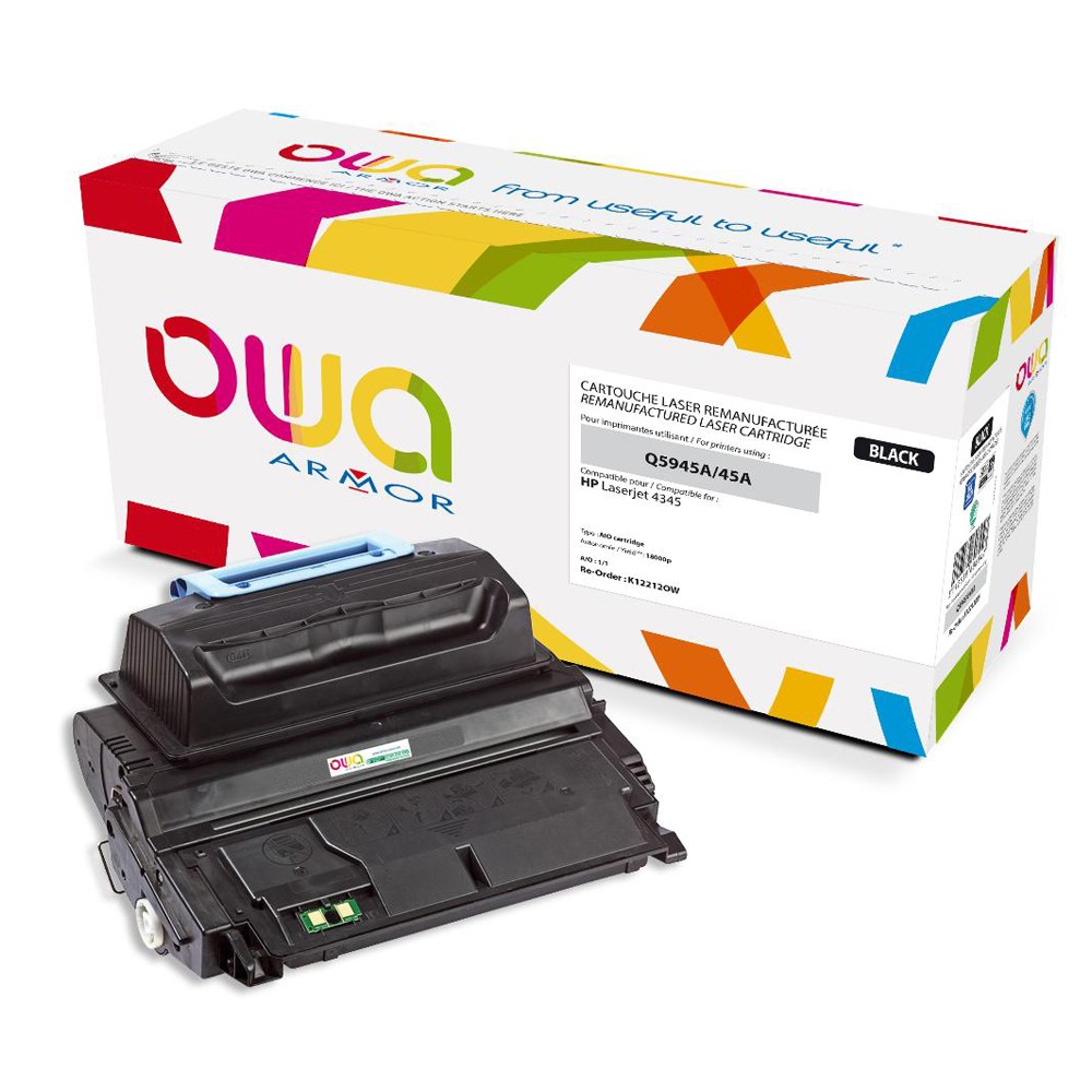 Cartouche Laser OWA remanufacturée compatible HP Q5945A - Noir - 18000p