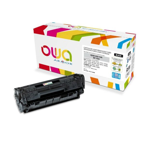 Cartouche Laser OWA remanufacturée compatible HP Q2612A - Noir - 4000p
