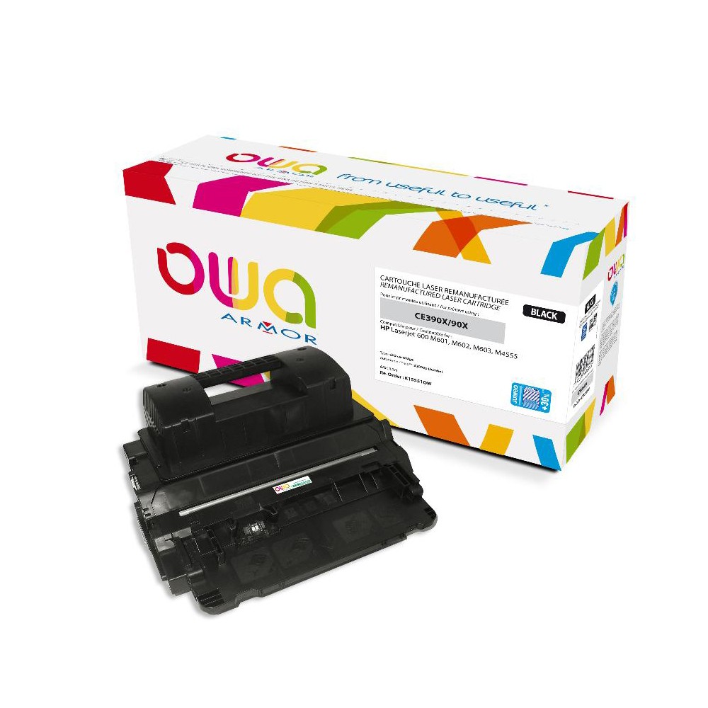 Cartouche Laser OWA remanufacturée compatible HP CE390X - Noir - 32000p