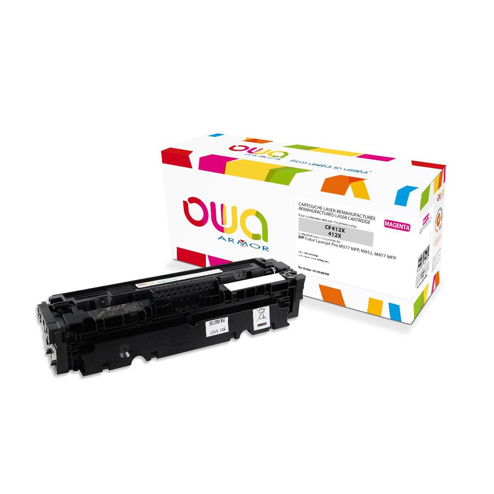 Cartouche Laser OWA remanufacturée compatible HP CF413X - Magenta - 5000p