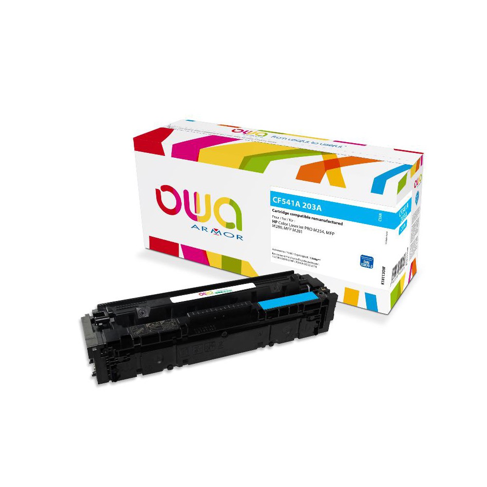 Cartouche Laser OWA remanufacturée compatible HP CF541A - Cyan - 1300p