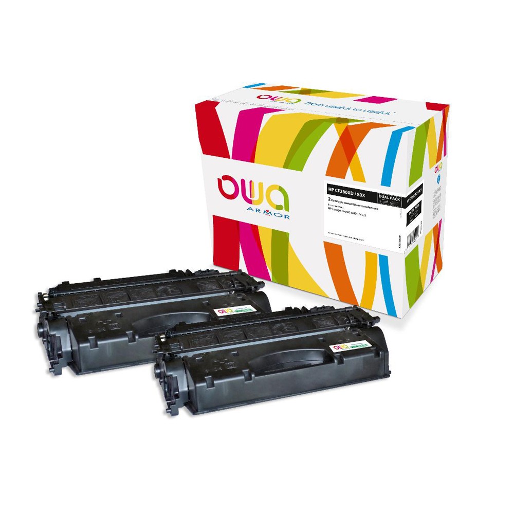 Cartouche Laser OWA remanufacturée compatible HP CF280X - Noir - 2 x 6900p