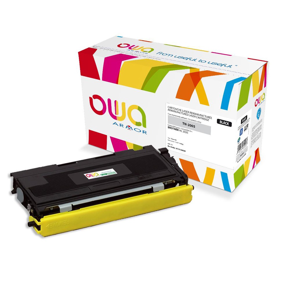 Cartouche Laser OWA remanufacturée compatible BROTHER TN-2005 - Noir - 1500p