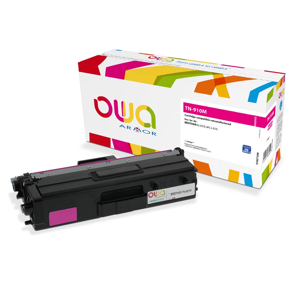 Cartouche Laser OWA remanufacturée compatible BROTHER TN-910M - Magenta - 9000p