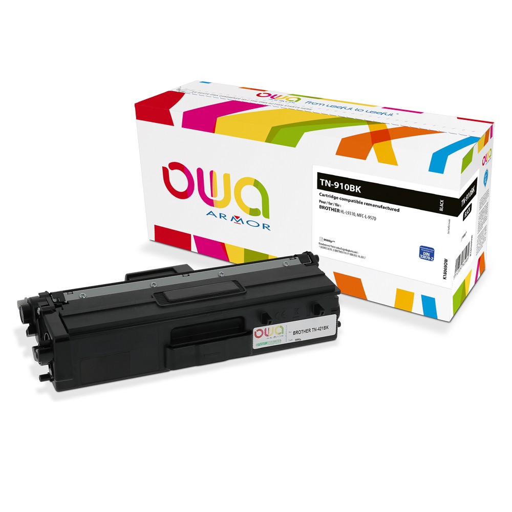 Cartouche Laser OWA remanufacturée compatible BROTHER TN-910BK - Noir - 9000p